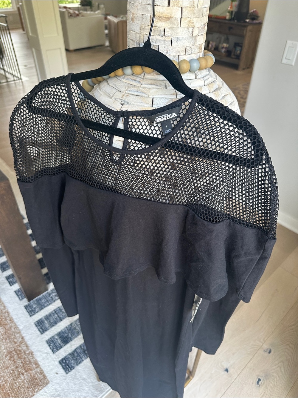 project RUNWAY Black Long Sleeve Mesh Yoke Ruffle Dress - Picture 2 of 3